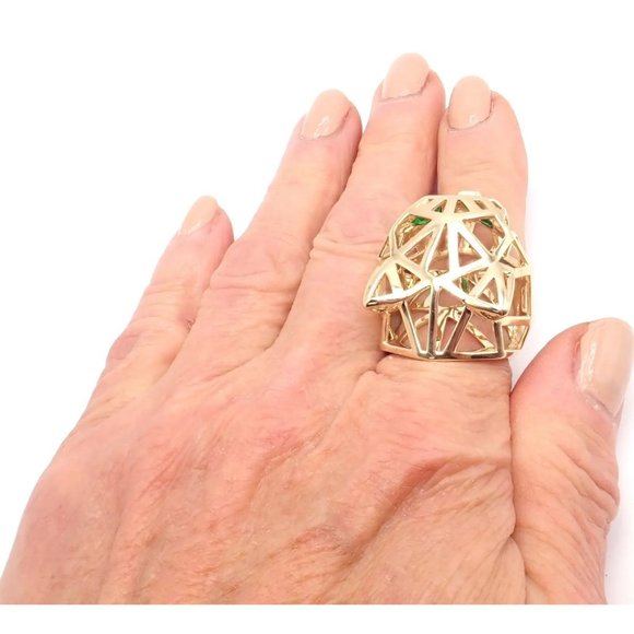 Authentic! Cartier Panther Panthere 18k Yellow Gold Tsavorite Onyx Large Ring - Picture 9 of 12